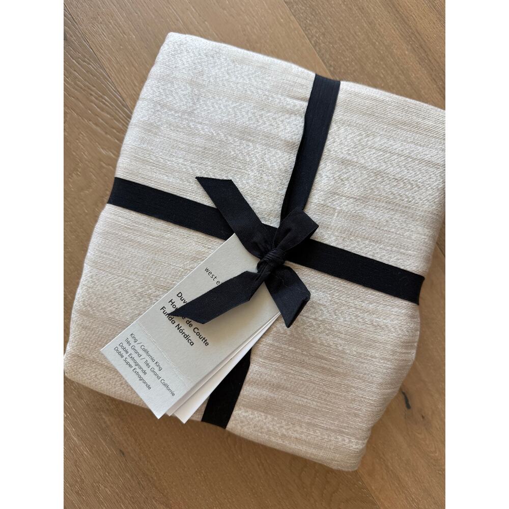 West Elm Silky Tencel Striated Duvet Cover King Sand New